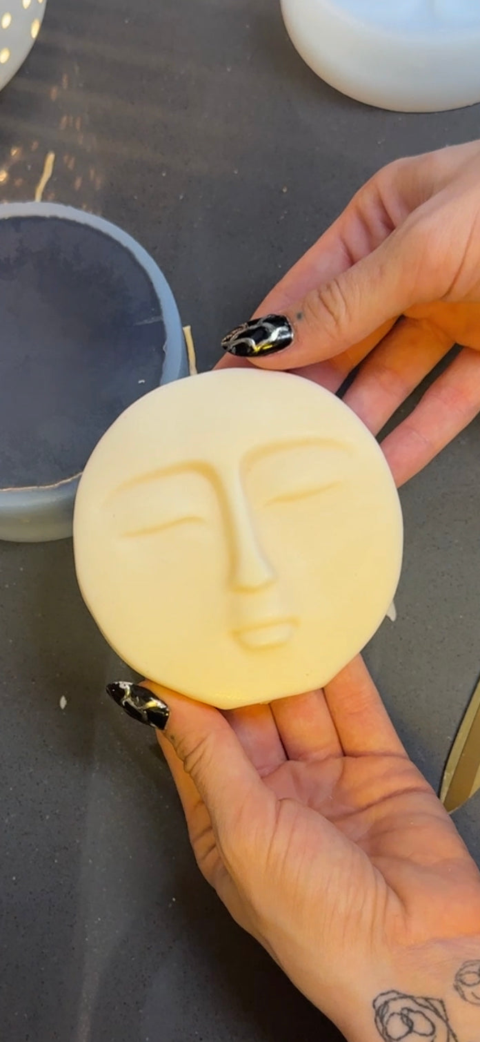 Moon Face Pillar Candle